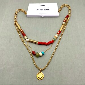 New with Tag SANOMA Semiprecious long beaded Layered Necklace